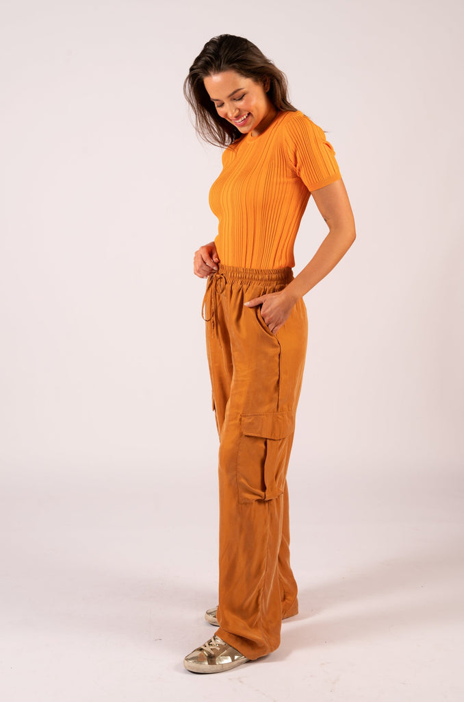 Ava Utility Pant - Terracotta | Brown cargo pants with elastic waistband | We Are The Others