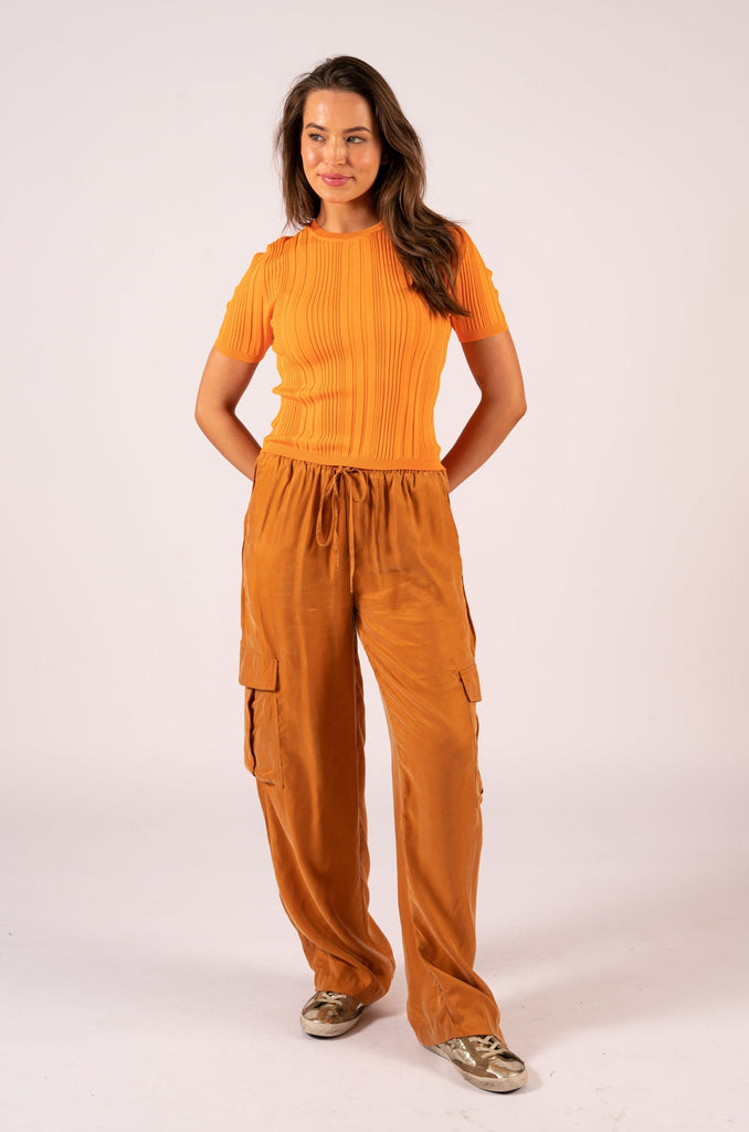 Ava Utility Pant - Terracotta | Brown cargo pants with elastic waistband | We Are The Others
