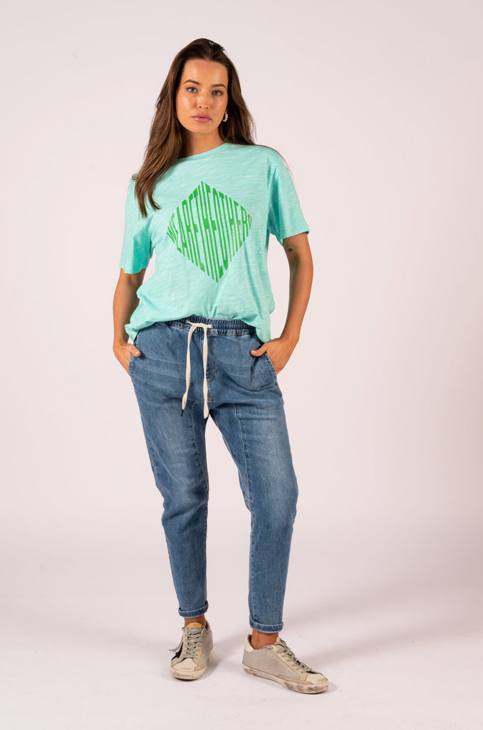 Lana Vintage Tee - Aqua We Are The Others | Aqua cotton tee shirt | We Are The Others