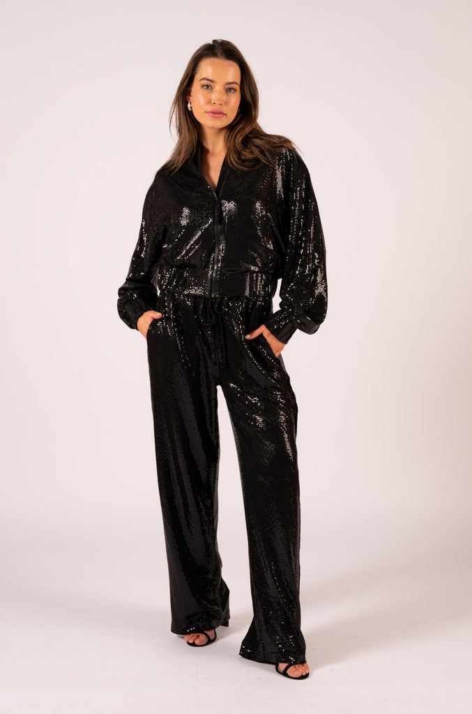 Catherine Shimmer Pant - Black Shimmer | Shiny black pants with matching jacket | We Are The Others