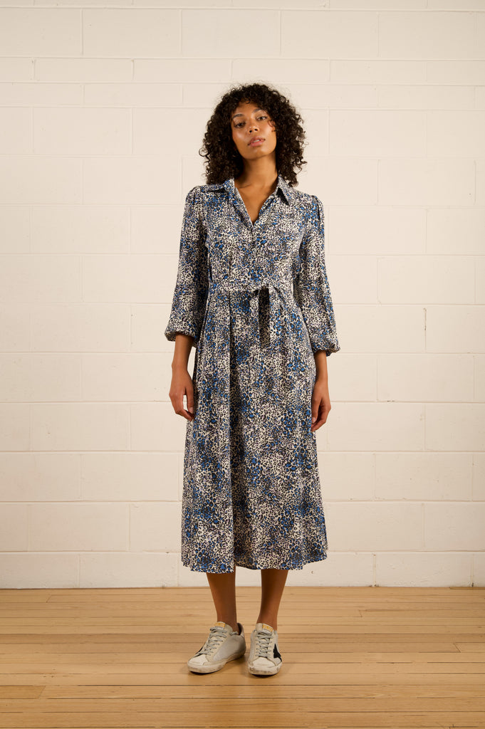 Addison Shirt Dress - Snow Leopard - relaxed Leopard shirt dress - We Are The Others