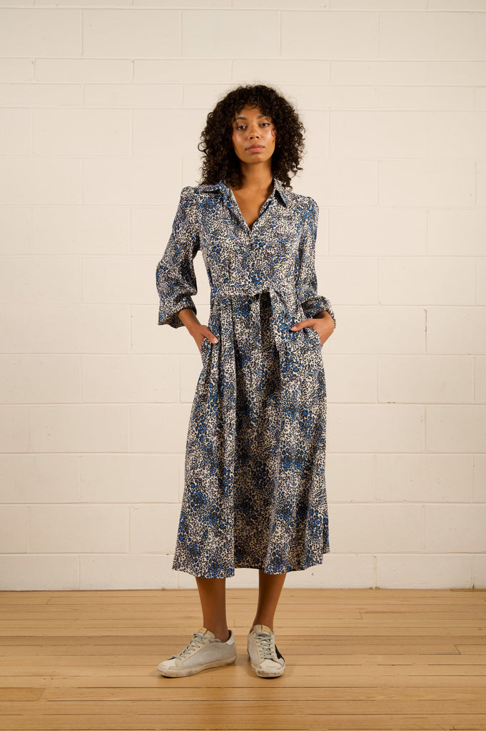 Addison Shirt Dress - Snow Leopard - relaxed Leopard shirt dress - We Are The Others