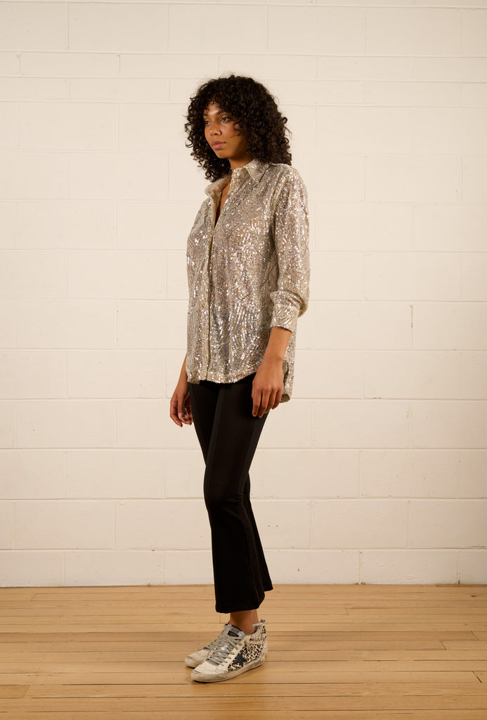 Kat Sequin Shirt - Champagne - Sparkle sequin shirt with shaped hem line - We Are The Others