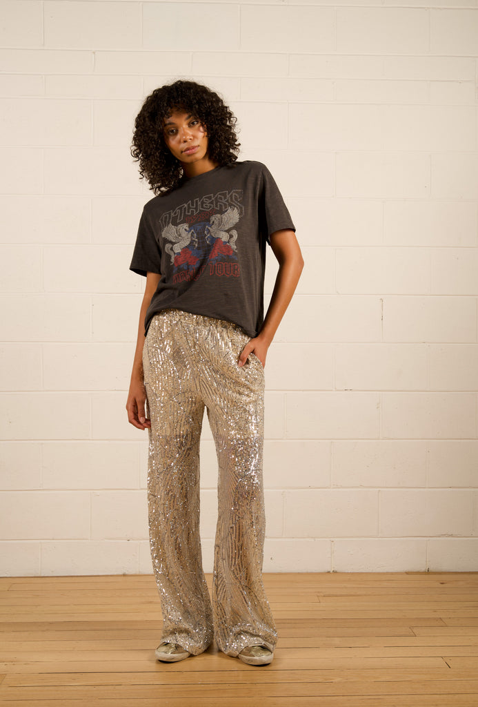 Kat Sequin Pants - Champagne - sparkly sequin relaxed pants - We Are The Others