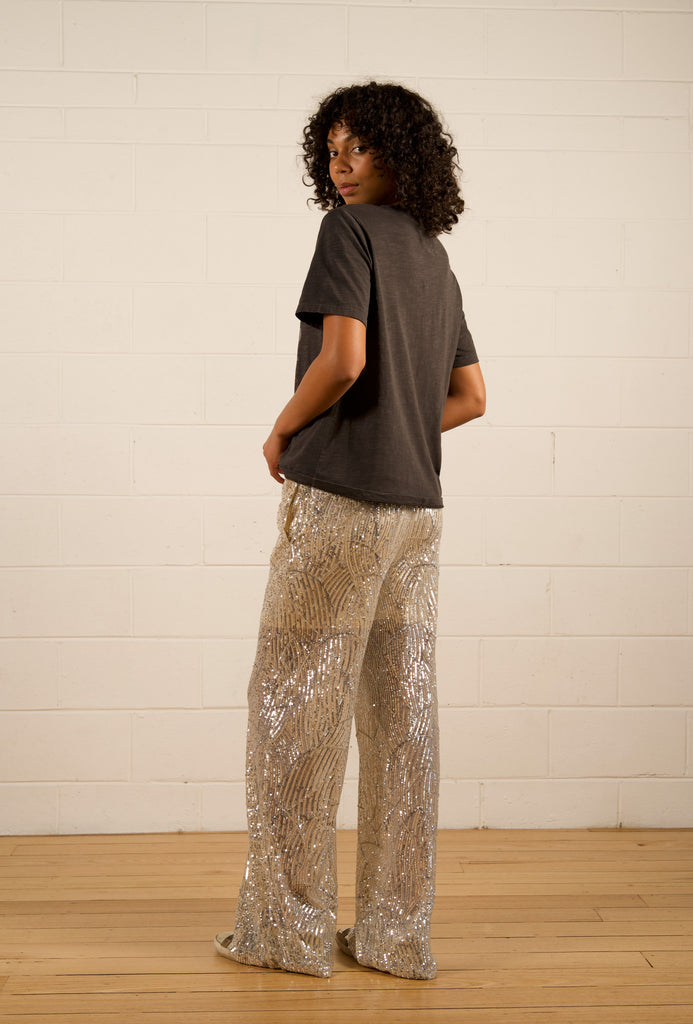 Kat Sequin Pants - Champagne - sparkly sequin relaxed pants - We Are The Others