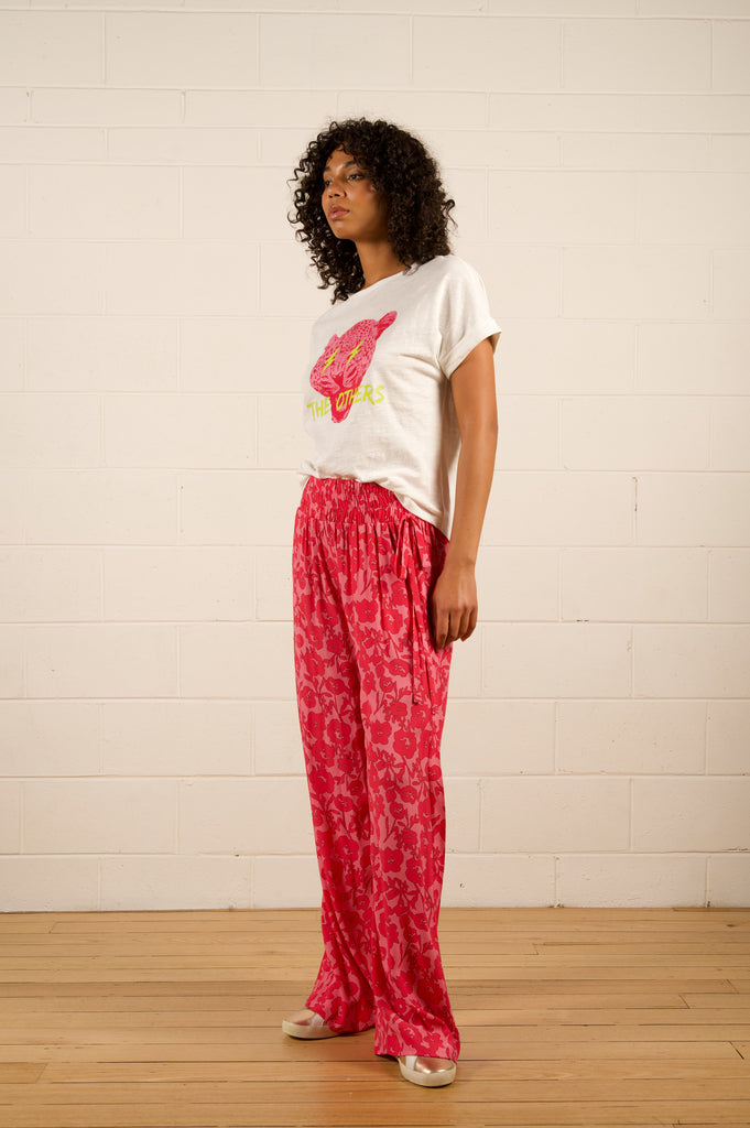 Khloe Relaxed Pant - Pink Damask - pink floral relaxed pants - We Are The Others