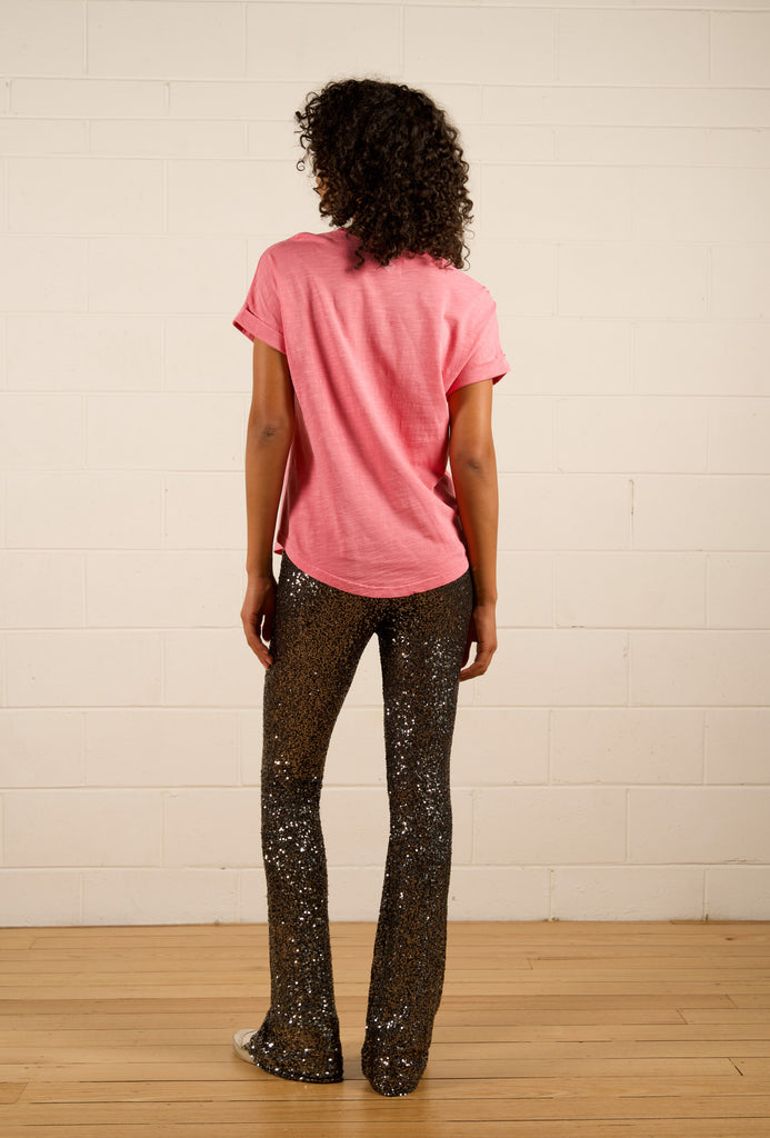Gloria Sequin Pants - Silver - Silver sequin stretch flare pant - We Are The Others