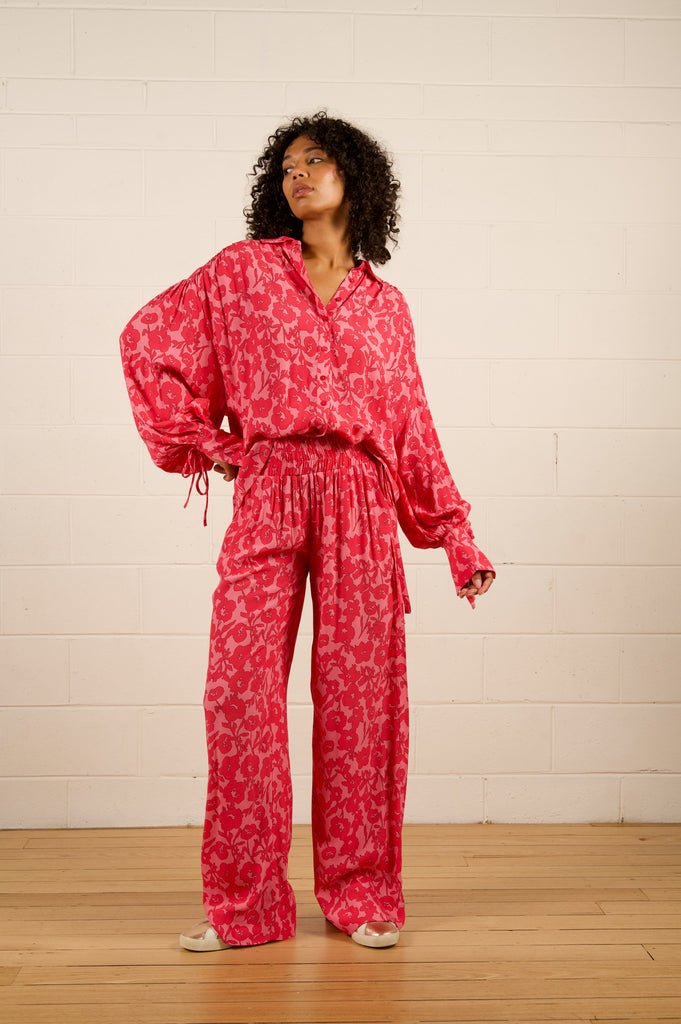 Khloe Relaxed Pant - Pink Damask - pink floral relaxed pants - We Are The Others