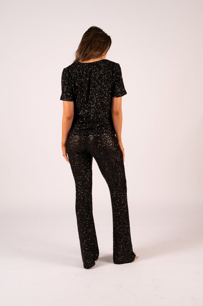 Lucielle Sequin Tee - Black Sequin | Black sequin Tee with matching pants | We Are The Others