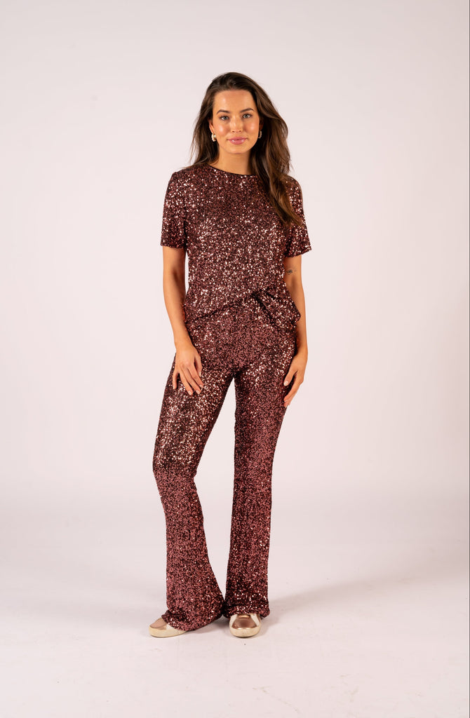 Lucielle Sequin Tee - Rose Gold | Rose Sequin Tee with matching pants | We Are The Others