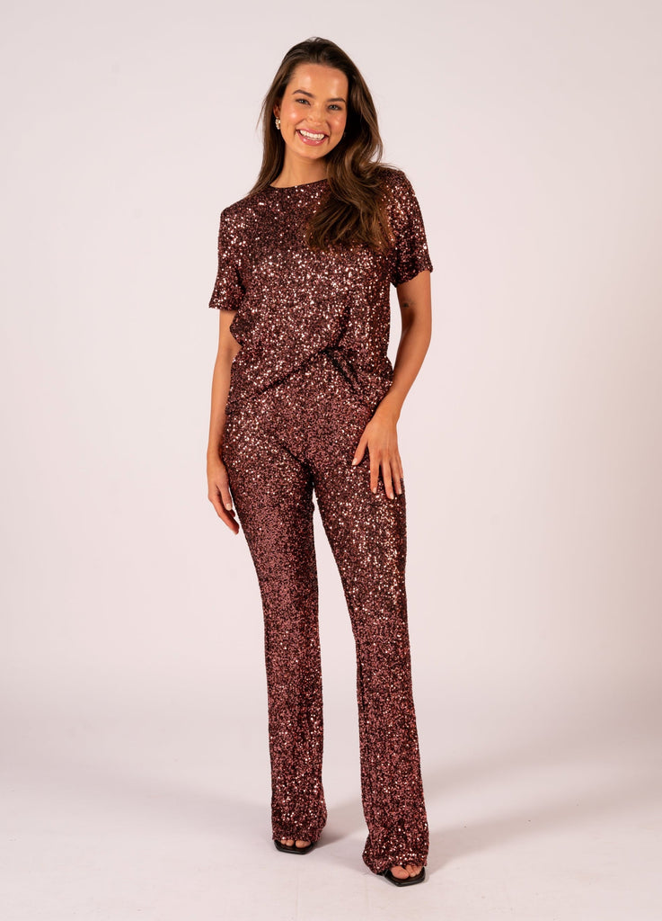 Lucielle Sequin Tee - Rose Gold | Rose Sequin Tee with matching pants | We Are The Others