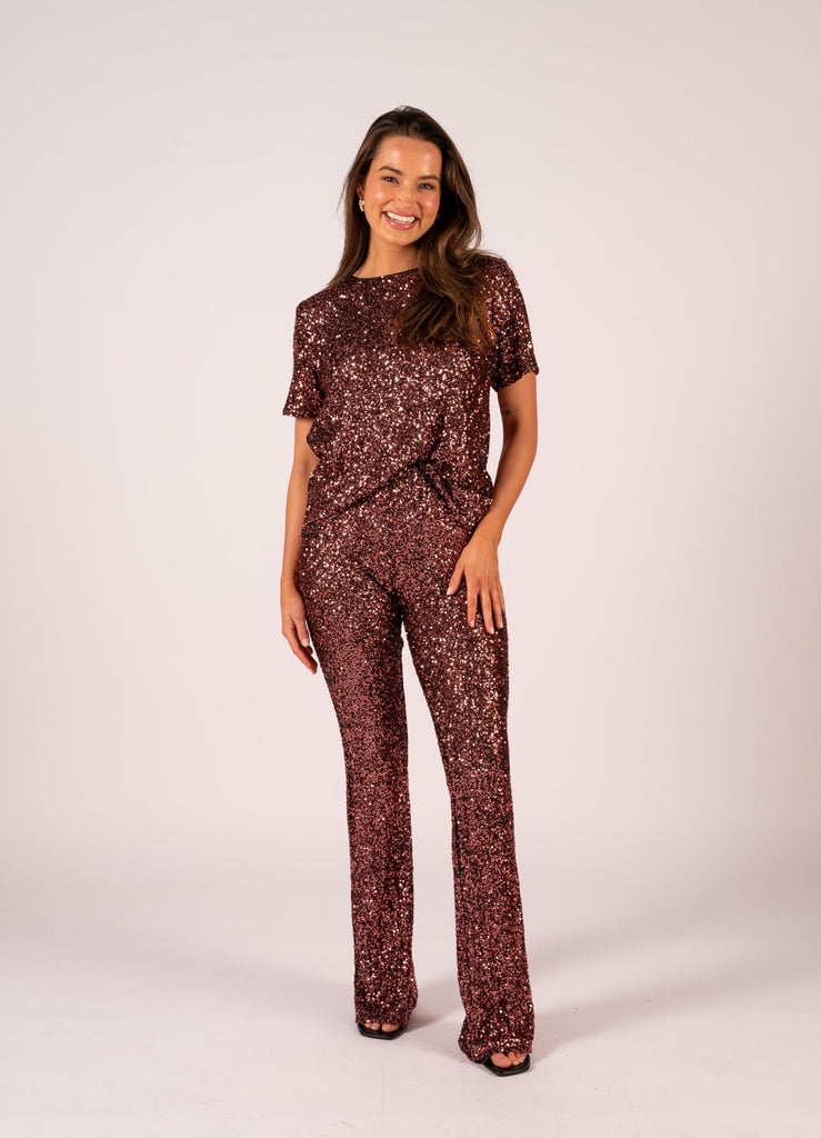 Lucielle Sequin Tee - Rose Gold | Rose Sequin Tee with matching pants | We Are The Others