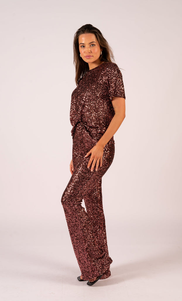 Lucielle Sequin Tee - Rose Gold | Rose Sequin Tee with matching pants | We Are The Others