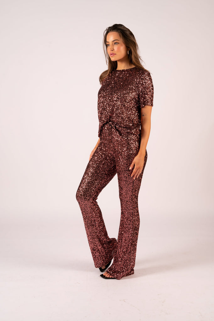 Lucielle Sequin Tee - Rose Gold | Rose Sequin Tee with matching pants | We Are The Others