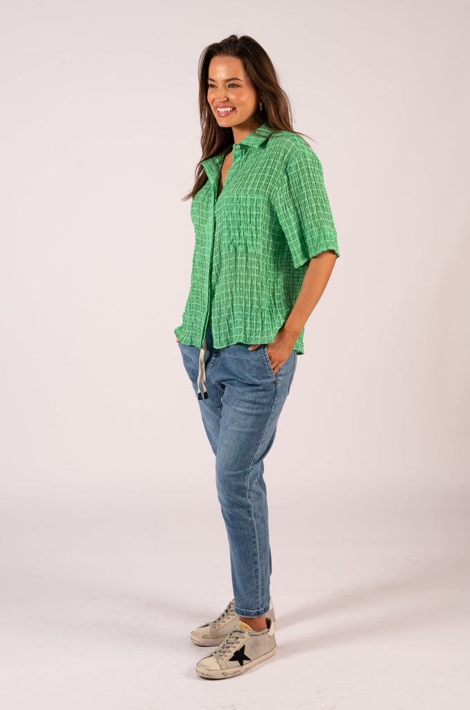 Stephanie Shirt - Jade Texture | Green short sleeve shirt | We Are The Others