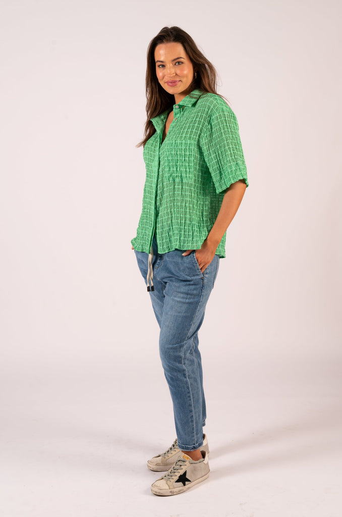 Stephanie Shirt - Jade Texture | Green short sleeve shirt | We Are The Others