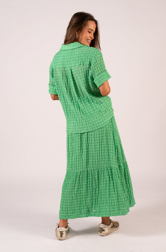 Mara Maxi Skirt - Jade Texture | Green check maxi skirt with matching shirt | We Are The Others