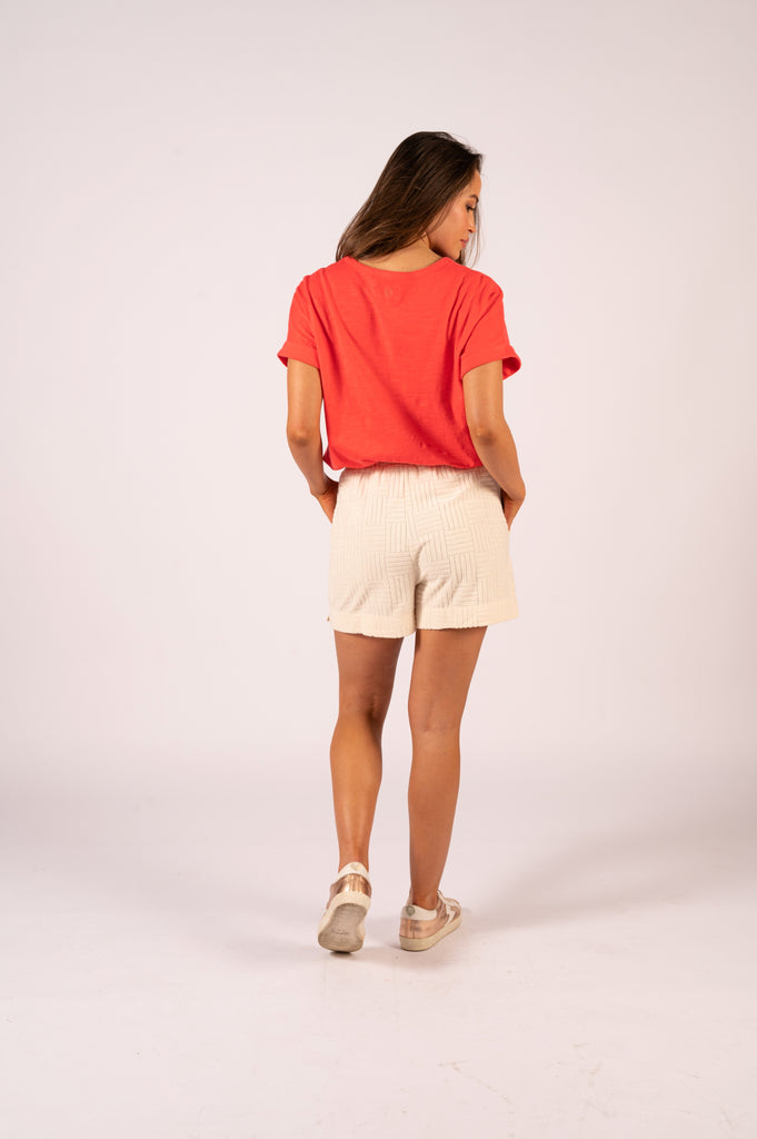 Jade Relaxed Tee - Soft Red St Barths | Red relaxed tee | We Are The Others